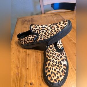 Leopard Vans Slip On Like New 5.5 Men 7women